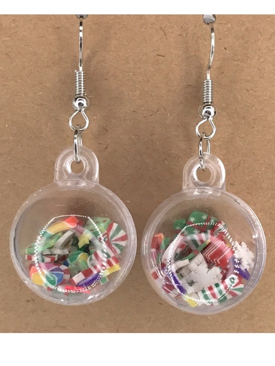Fashion Jewelry Jewelry - Christmas Ornament with Confetti Holiday Cutouts Acrylic Dangle Earrings